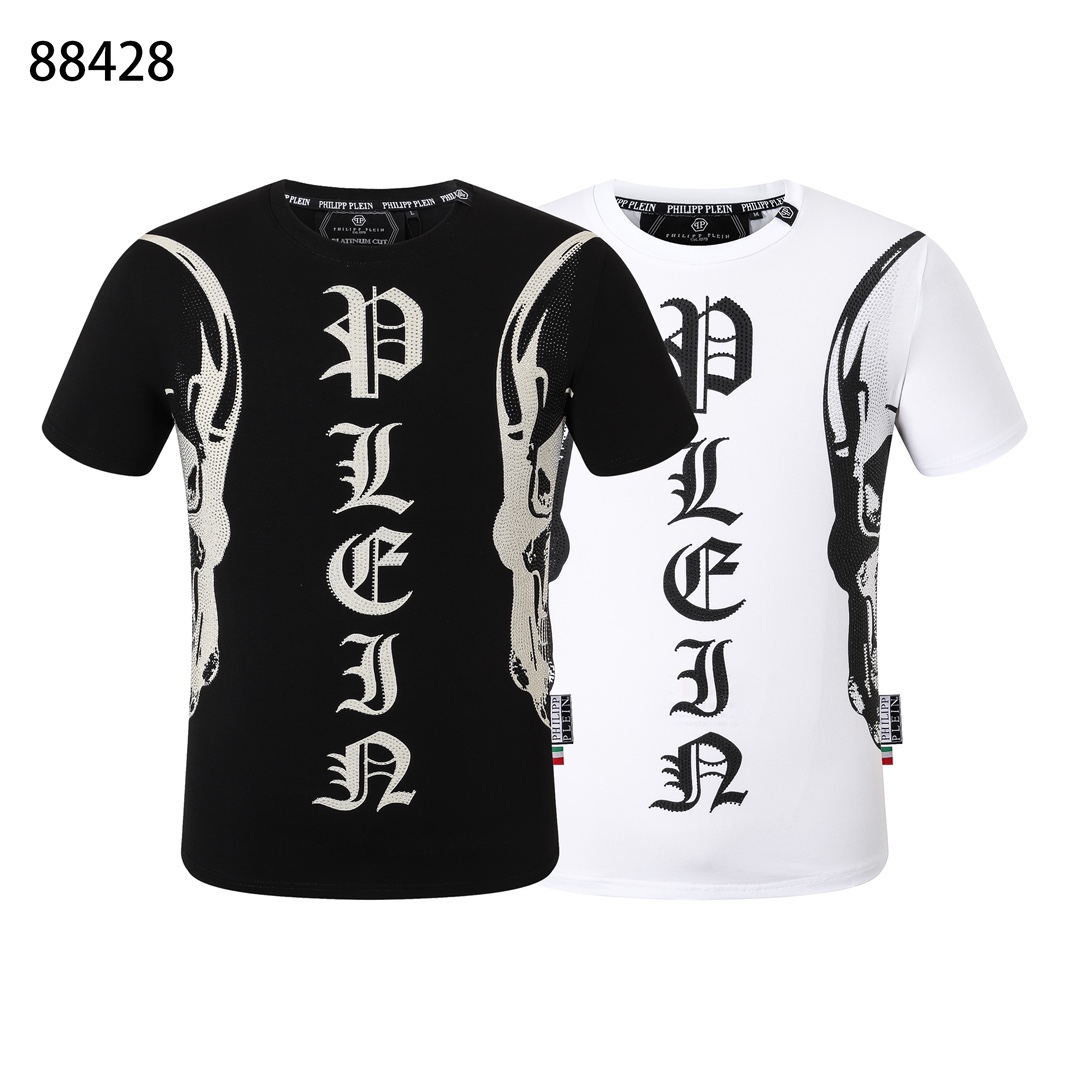 Philipp Plein Clothing T-Shirt Black White Men Spring/Summer Collection Short Sleeve