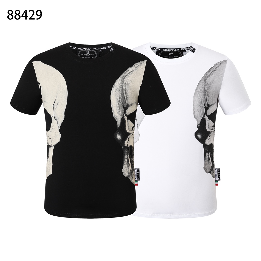 Philipp Plein Clothing T-Shirt Black White Men Spring/Summer Collection Short Sleeve