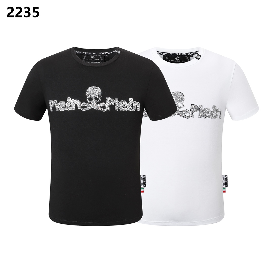 Philipp Plein Clothing T-Shirt Black White Men Spring/Summer Collection Short Sleeve