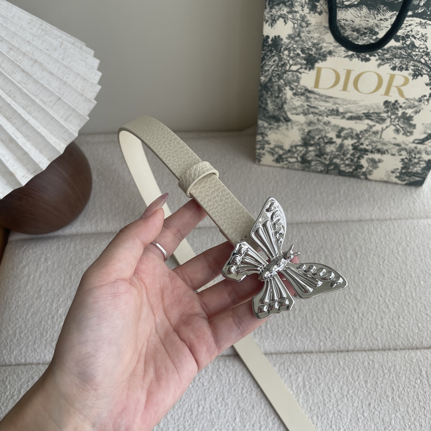 Dior Butterfly Gesp Dames Riem - Stijlvol Accessoire van Hoogwaardig Leer