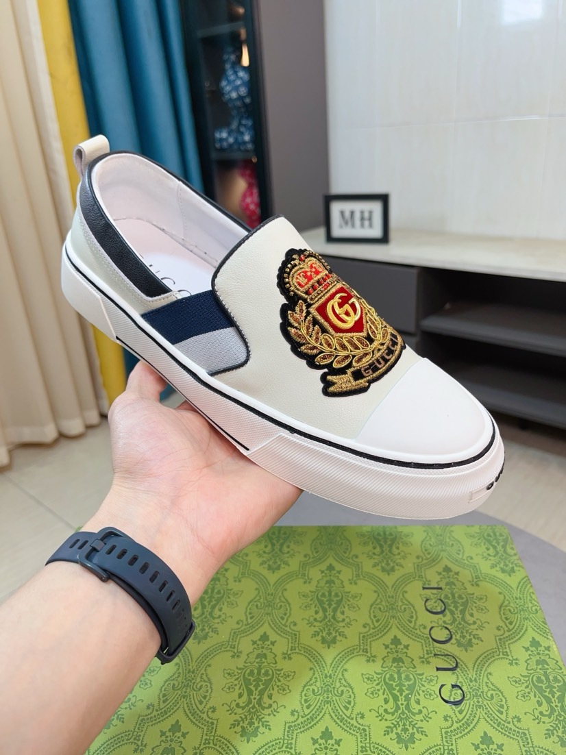 Мужские белые кроссовки Gucci