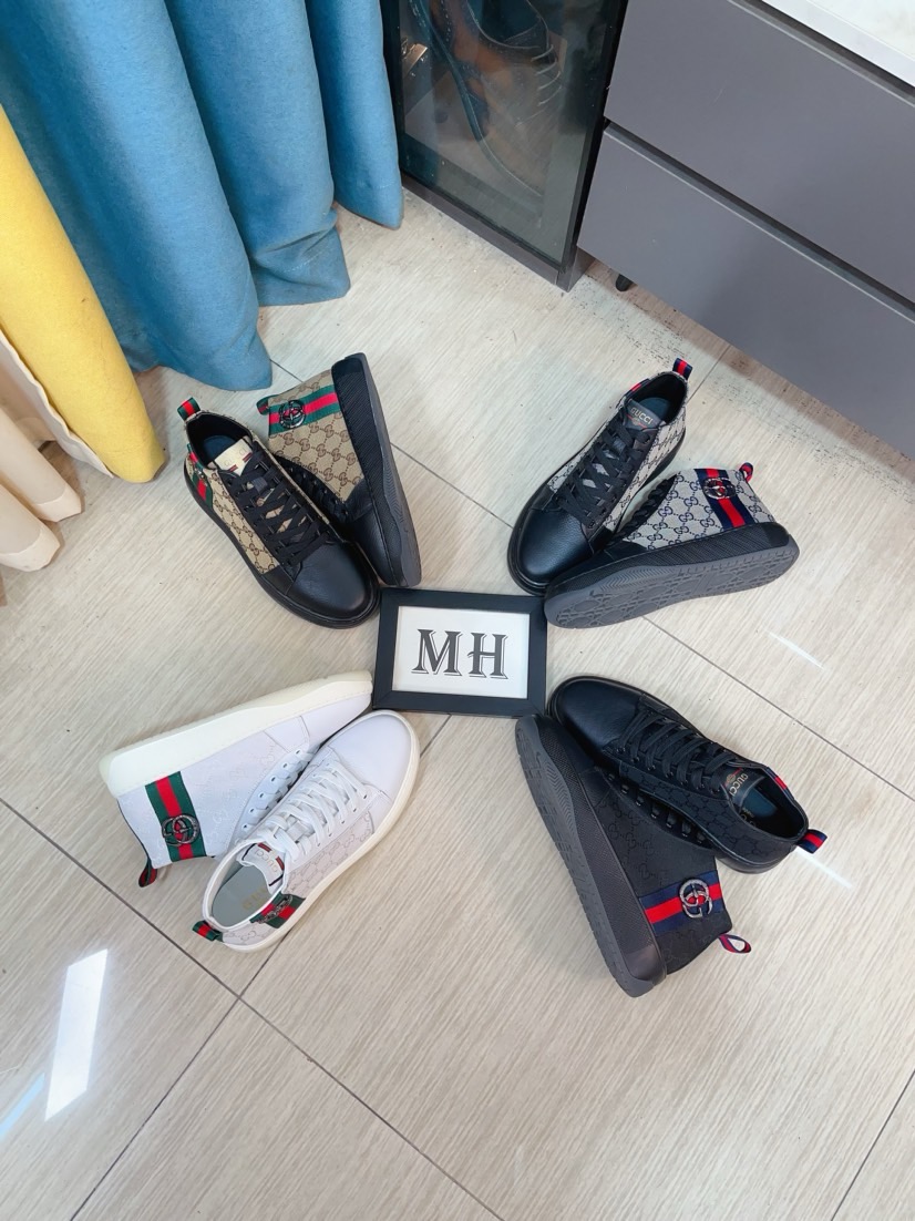 NO:621418,GUCCI [Gucci] New high-top men's shoes high-end brand, the latest fashionable casual men's shoes, trendy and versatile, relaxed sports style, uppers imported from Italy, first-layer cowhide, genuine leather lining and super fine workmanship. Original personalized fashionable rubber wear-resistant outsole, light and comfortable on the foot, size 38-44,, gucci, cowhide19860909GUCCI【古奇】新款高帮男鞋高端品牌,最新時尚休闲男鞋,潮流百搭之款,轻松运动风,鞋面意大利进口头层牛皮 真皮内里 加超精细做工.原版个性时尚橡胶耐磨大底,上脚轻巧舒适,码数38-44,,gucci,cowhide,Men's shoes