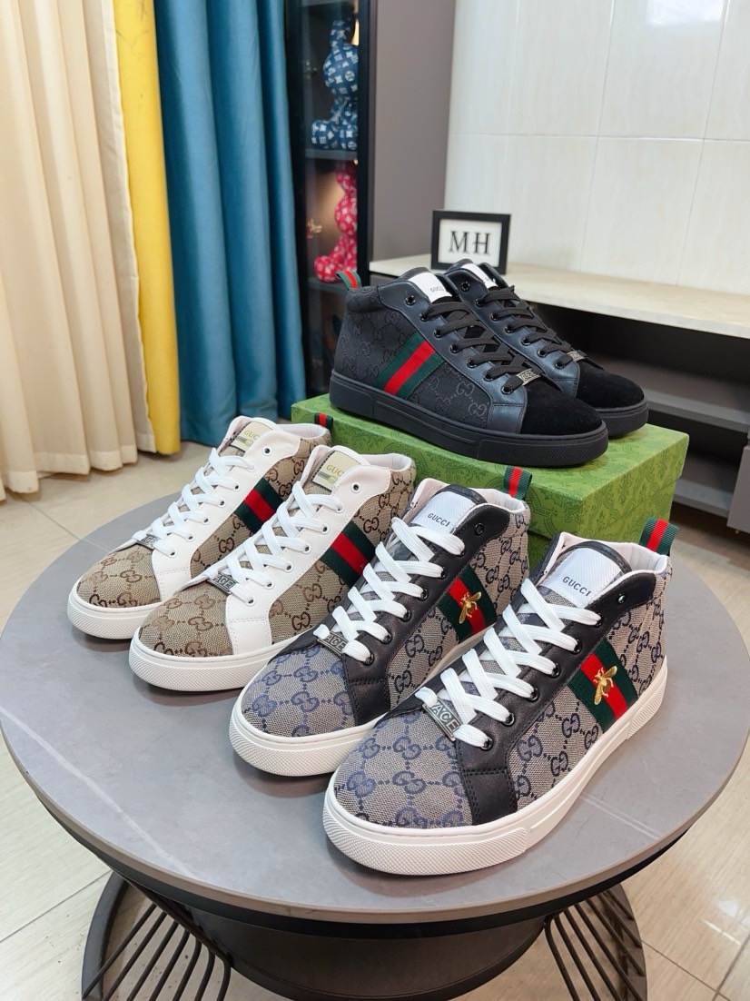 NO:680627,GUCCI [Gucci] New high-top men's shoes high-end brand, the latest fashionable casual men's shoes, trendy and versatile, relaxed sports style, uppers imported from Italy, first-layer cowhide, genuine leather lining and super fine workmanship. Original personalized fashionable rubber wear-resistant outsole, light and comfortable on the foot, size 38-44,, gucci, cowhide19860909GUCCI【古奇】新款高帮男鞋高端品牌,最新時尚休闲男鞋,潮流百搭之款,轻松运动风,鞋面意大利进口头层牛皮 真皮内里 加超精细做工.原版个性时尚橡胶耐磨大底,上脚轻巧舒适,码数38-44,,gucci,cowhide,Men's shoes
