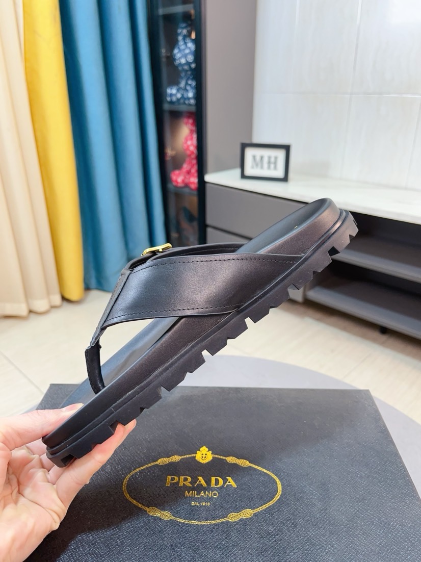 Prada women's shoes Slippers, Men's Spring and Summer, Uppers imported from Italy with cowhide leather, logo graphics, high-quality craftsmanship, soles: Original factory special soles, exclusive activity molded soles super comfortable, original factory follow orders, multiple colors, code number: 38-44 (45 customized) — photo 5