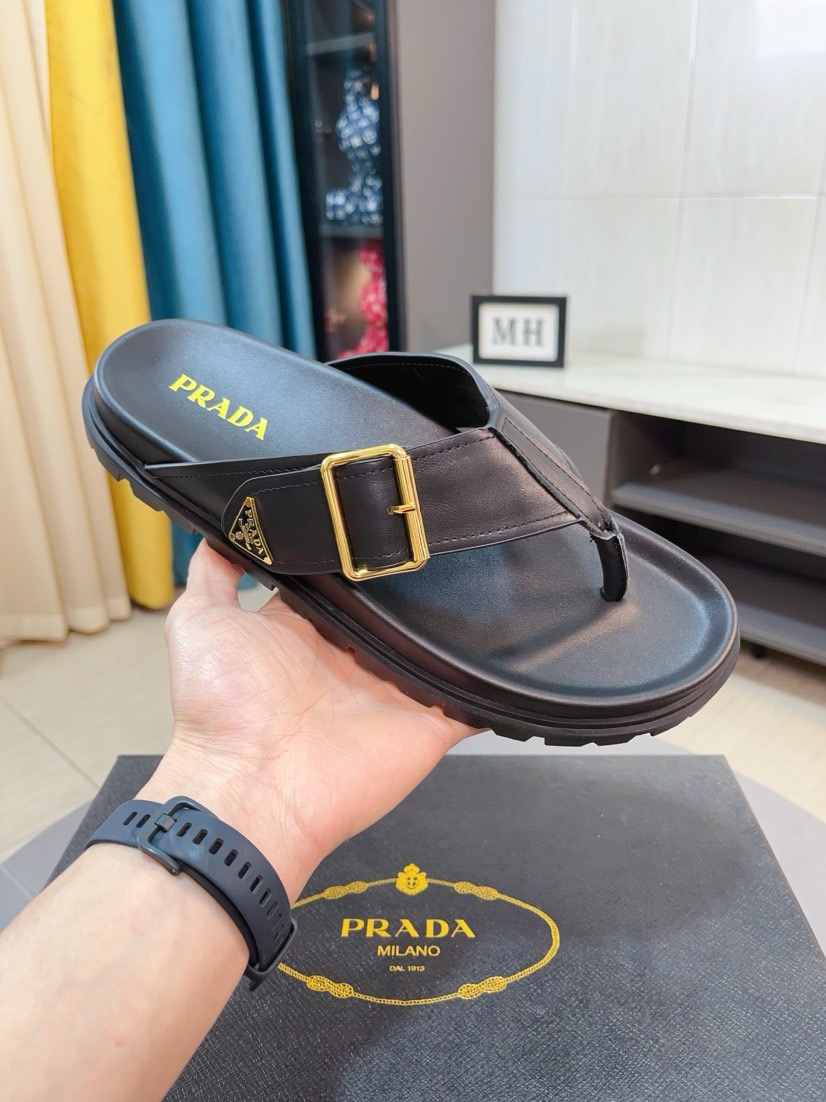 Prada women's shoes Slippers, Men's Spring and Summer, Uppers imported from Italy with cowhide leather, logo graphics, high-quality craftsmanship, soles: Original factory special soles, exclusive activity molded soles super comfortable, original factory follow orders, multiple colors, code number: 38-44 (45 customized) — photo 3