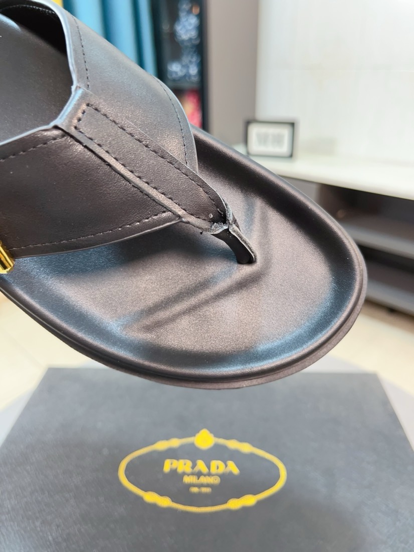 Prada women's shoes Slippers, Men's Spring and Summer, Uppers imported from Italy with cowhide leather, logo graphics, high-quality craftsmanship, soles: Original factory special soles, exclusive activity molded soles super comfortable, original factory follow orders, multiple colors, code number: 38-44 (45 customized) — photo 6
