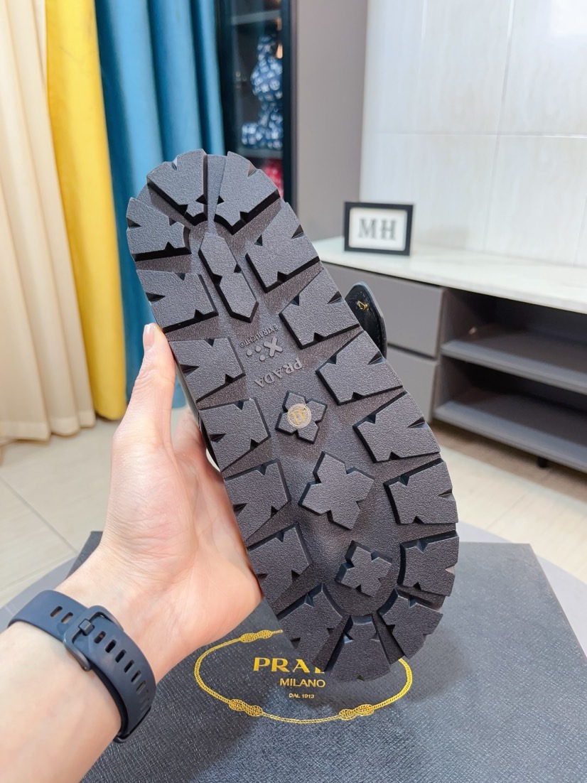 Prada women's shoes Slippers, Men's Spring and Summer, Uppers imported from Italy with cowhide leather, logo graphics, high-quality craftsmanship, soles: Original factory special soles, exclusive activity molded soles super comfortable, original factory follow orders, multiple colors, code number: 38-44 (45 customized) — photo 8