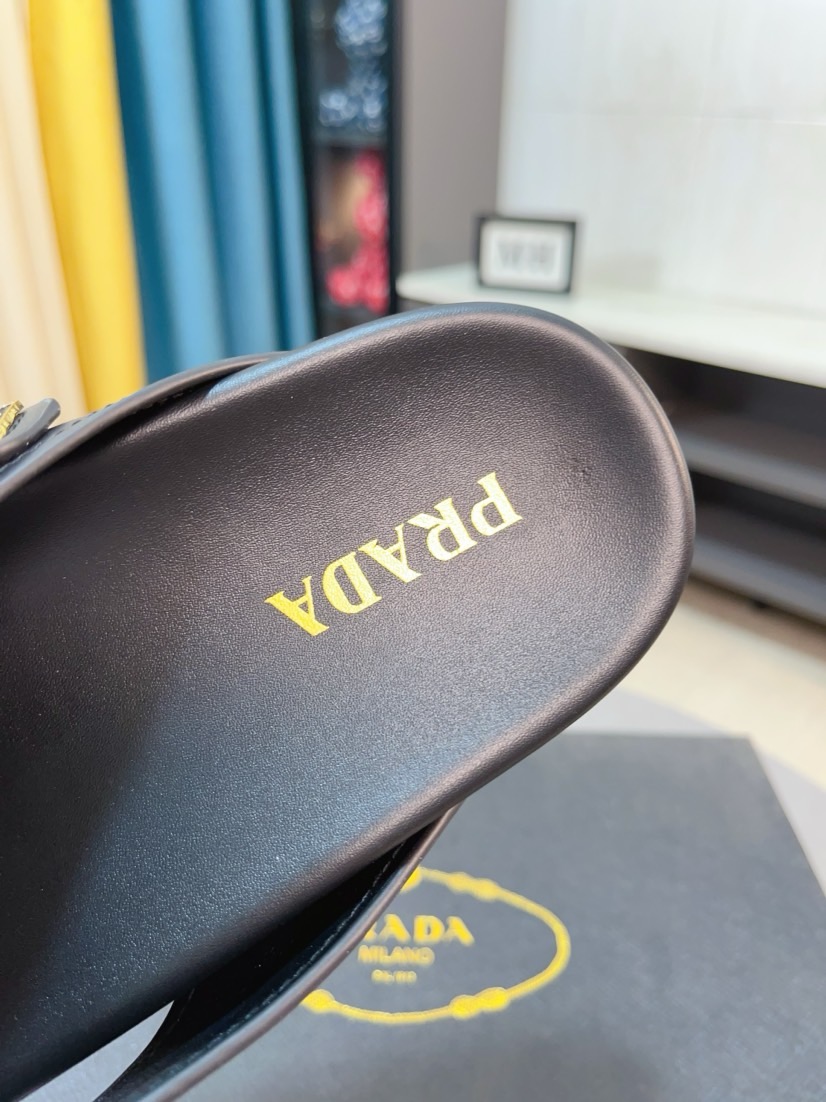 Prada women's shoes Slippers, Men's Spring and Summer, Uppers imported from Italy with cowhide leather, logo graphics, high-quality craftsmanship, soles: Original factory special soles, exclusive activity molded soles super comfortable, original factory follow orders, multiple colors, code number: 38-44 (45 customized) — photo 7