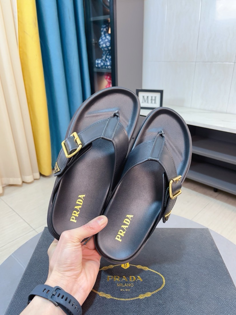 Prada women's shoes Slippers, Men's Spring and Summer, Uppers imported from Italy with cowhide leather, logo graphics, high-quality craftsmanship, soles: Original factory special soles, exclusive activity molded soles super comfortable, original factory follow orders, multiple colors, code number: 38-44 (45 customized) — photo 4