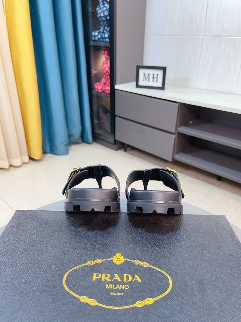 Prada women's shoes Slippers, Men's Spring and Summer, Uppers imported from Italy with cowhide leather, logo graphics, high-quality craftsmanship, soles: Original factory special soles, exclusive activity molded soles super comfortable, original factory follow orders, multiple colors, code number: 38-44 (45 customized) — photo 9