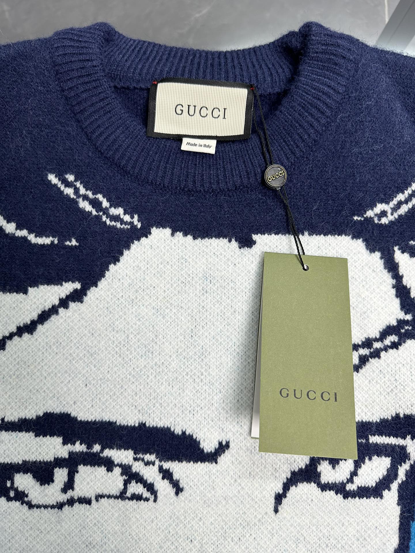 Gucci Gucchi Blue Sweater with Os Shearing Design in Loose Style. - 图片 6