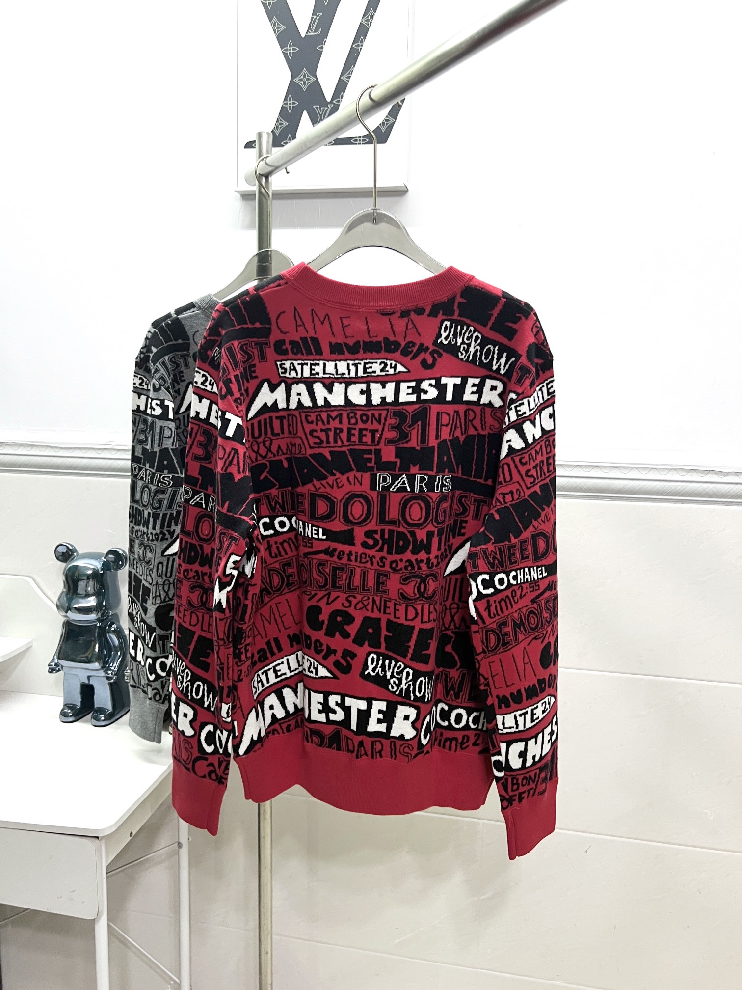 DW Section R035 Chanel Chanel knitted a woolly sweater. Colour: Gray, Blue, Red Size: S M L - 图片 3