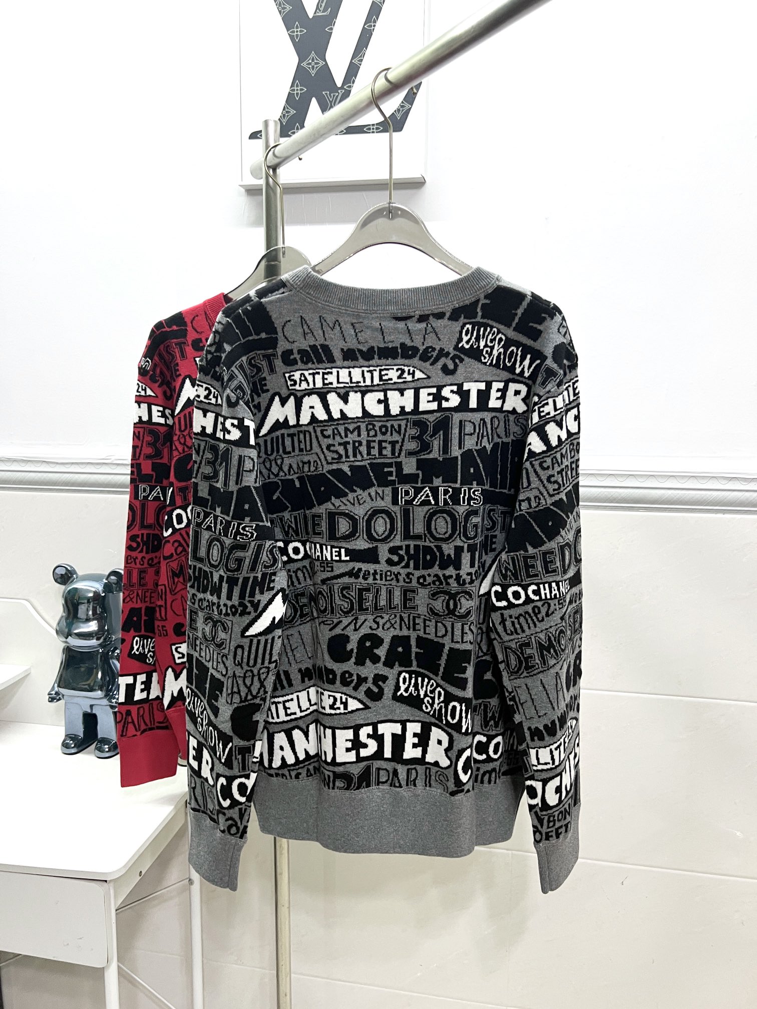 DW Section R035 Chanel Chanel knitted a woolly sweater. Colour: Gray, Blue, Red Size: S M L - 图片 4