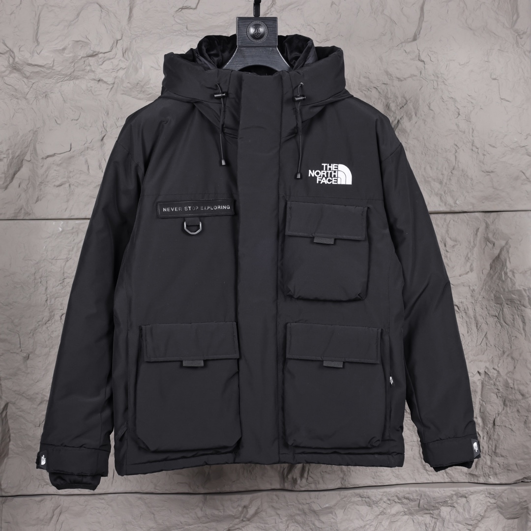 The North Face Clothing Down Jacket Black Embroidery