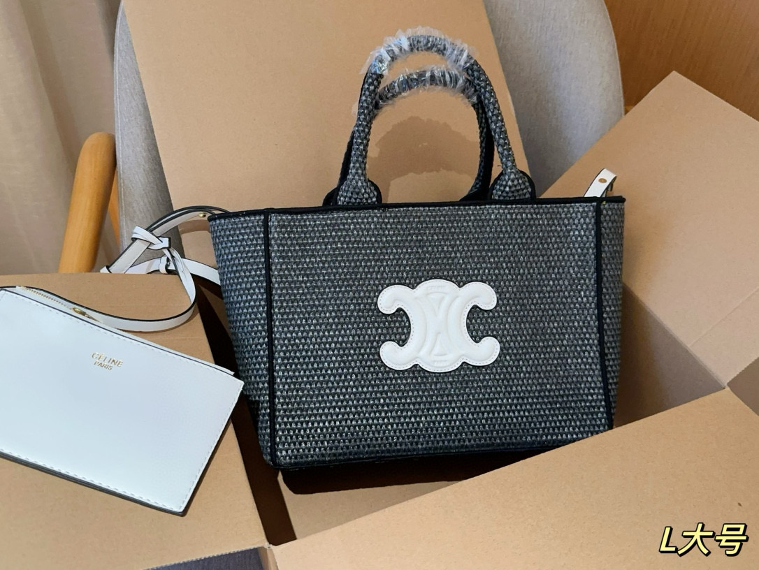 💰345 大号 赛琳Celine 草编拉菲草编织菜篮子字母包 尺寸31×22×13 飞机箱✈️