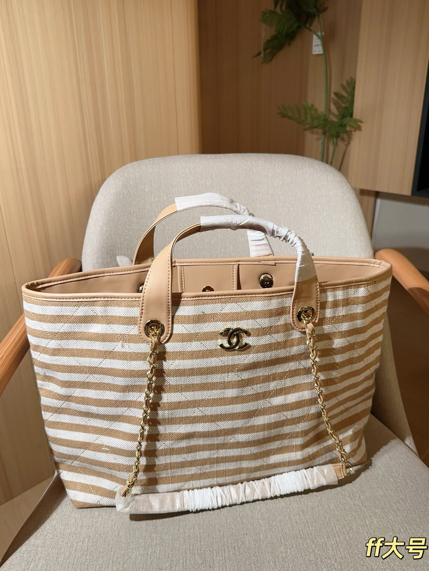 278 | No Box Large Size | Chanel | New Product 26c Striped Beach Bag | Large Capacity, This One Is Enough For Daily Short-term Travel | Size: 42×30×12