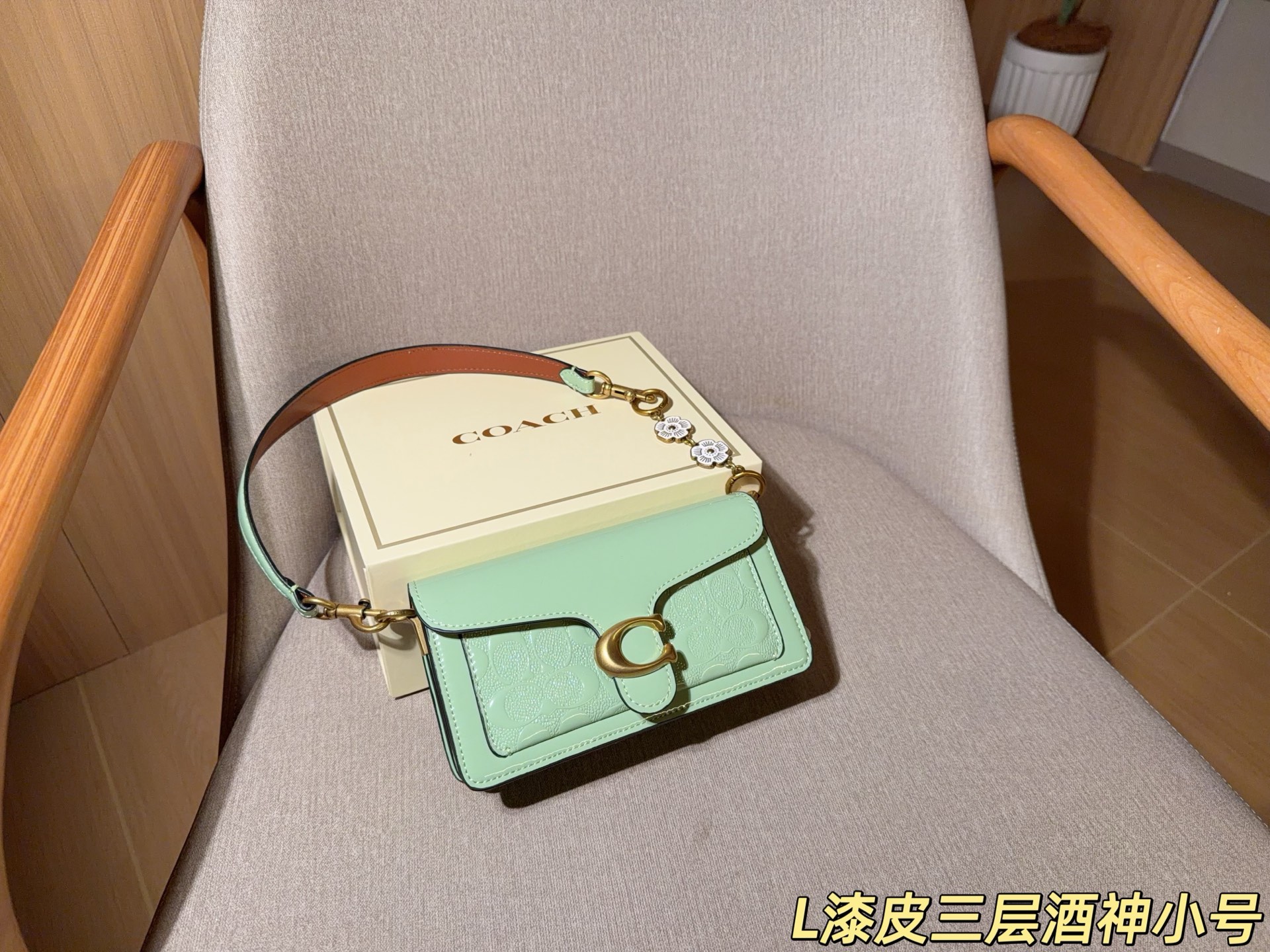 293 | Delivery Extension Chain Small | Coach | Tabby20 Patent Leather Embossed Dionysian Bag | Size 20×12×7 | Gift Box Packagingl