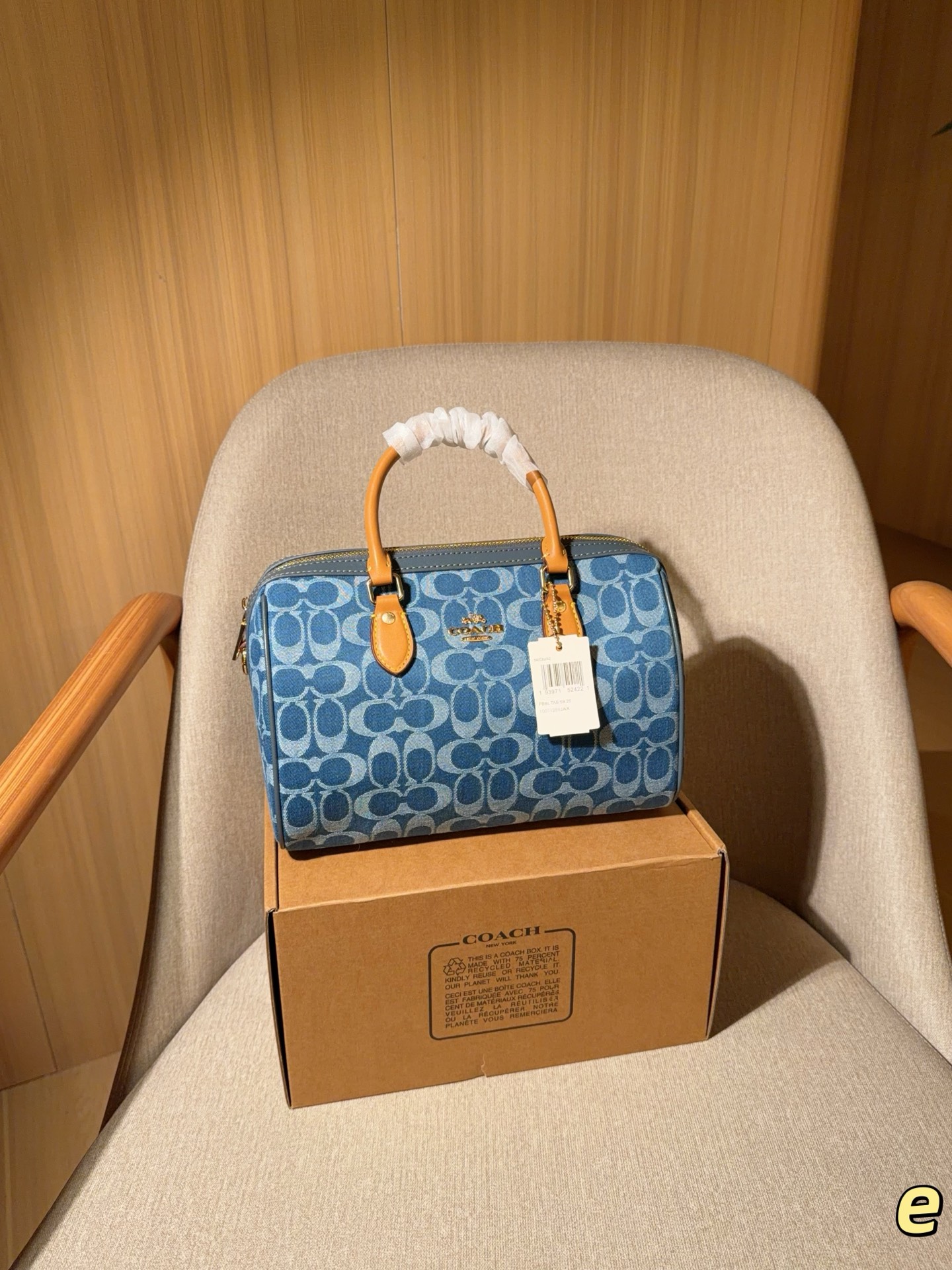233 | Coach | New Denim Denim Boston Pillow Bag | Size: 25×17×13 | Gift Box Packaginge
