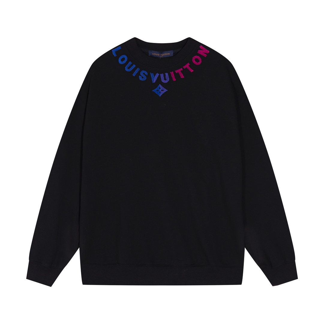 Louis Vuitton Clothing Sweatshirts Black White Printing Unisex Fashion