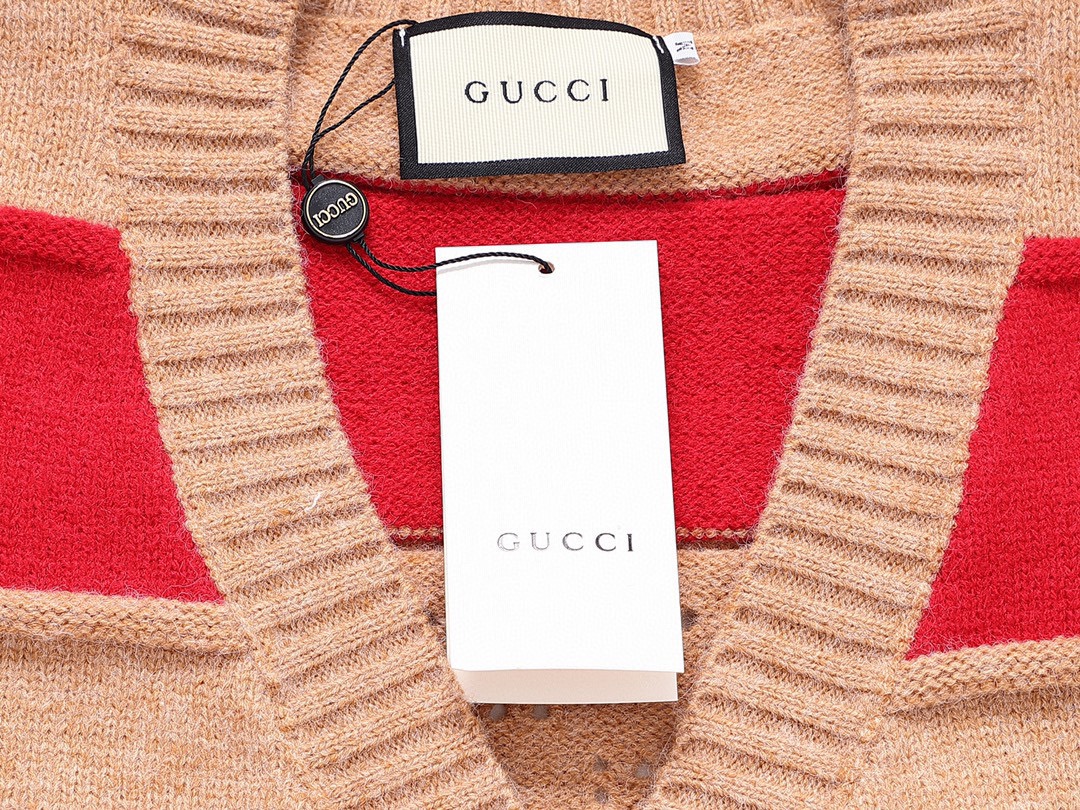 Gucci Red Brown Striped Wool Sweater Coat in Sizes SM, L, XL, XXL - 图片 8