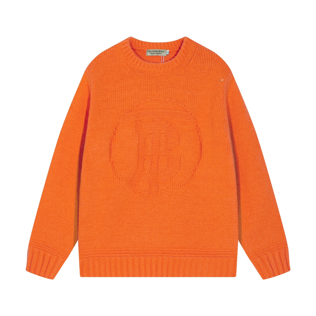 Suéter de punto de lana con logotipo TB clásico jacquard de BURBERRY. Color: naranja. Tallas: S M L XL XXL
