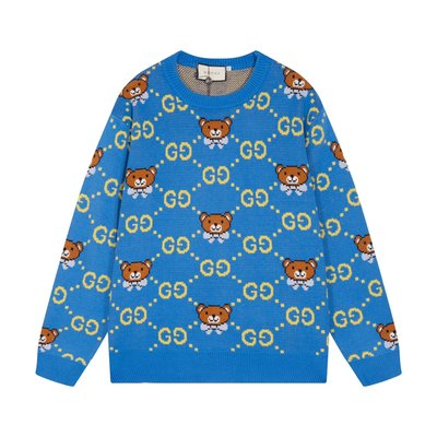 Gucci Clothing Knit Sweater Sweatshirts Blue White Knitting