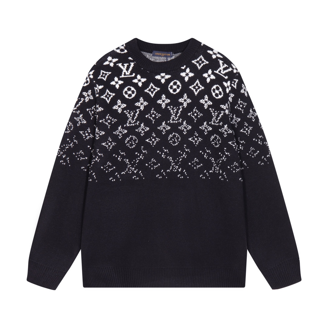 Louis Vuitton Clothing Knit Sweater Sweatshirts Black Grey Knitting Wool