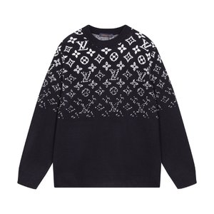 Flawless Louis Vuitton Clothing Knit Sweater Sweatshirts Black Grey Knitting Wool