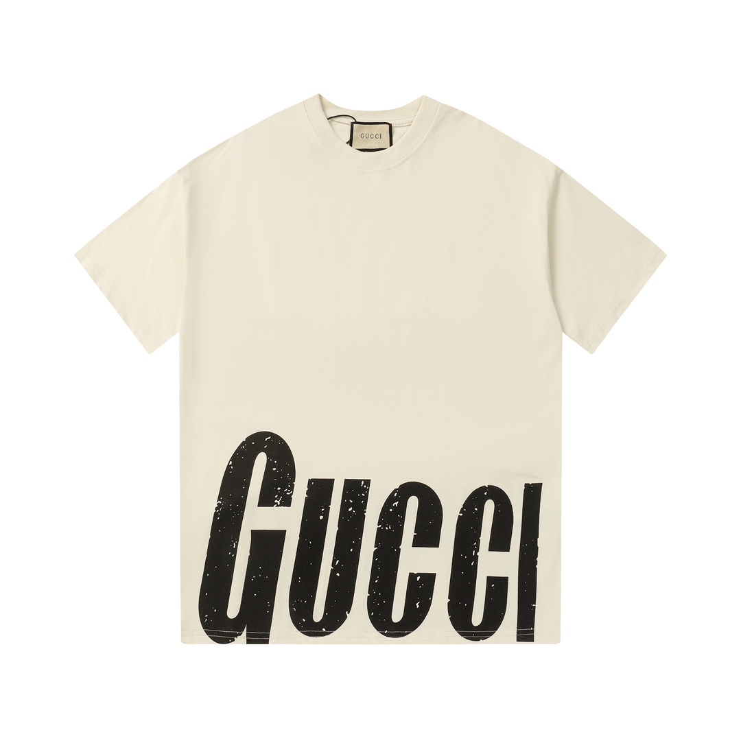Gucci Odzież T-Shirt Kolor moreli Czarny Drukowanie Unisex Kolekcja wiosenno-letnia Vintage Krótki rękaw