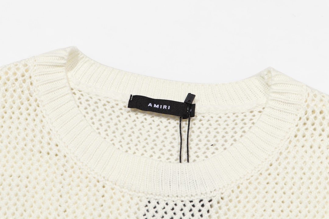 AMIRI 2024 Sweaters: Front-and-Back Logo Flowers, Tiara Design in Black and Pearl White - 图片 3