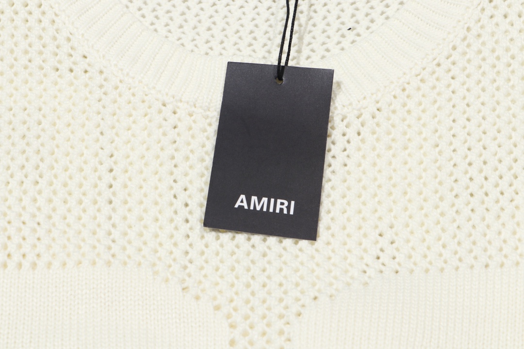 AMIRI 2024 Sweaters: Front-and-Back Logo Flowers, Tiara Design in Black and Pearl White - 图片 4