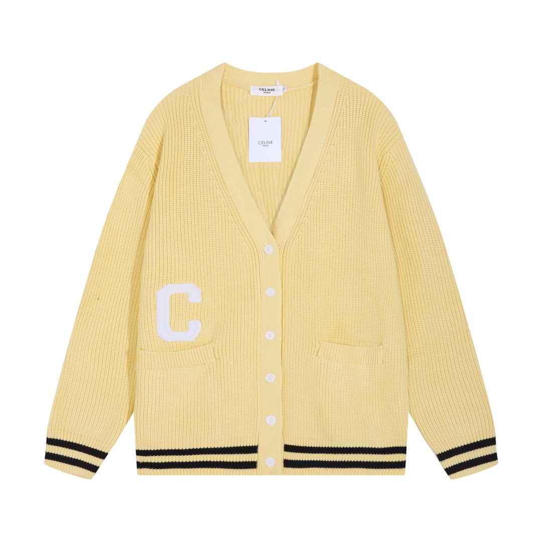 Celine Ropa Rebecas Jersey de punto Sudaderas Réplica en línea
 Marrón púrpura Rojo Amarillo Tejido Lana