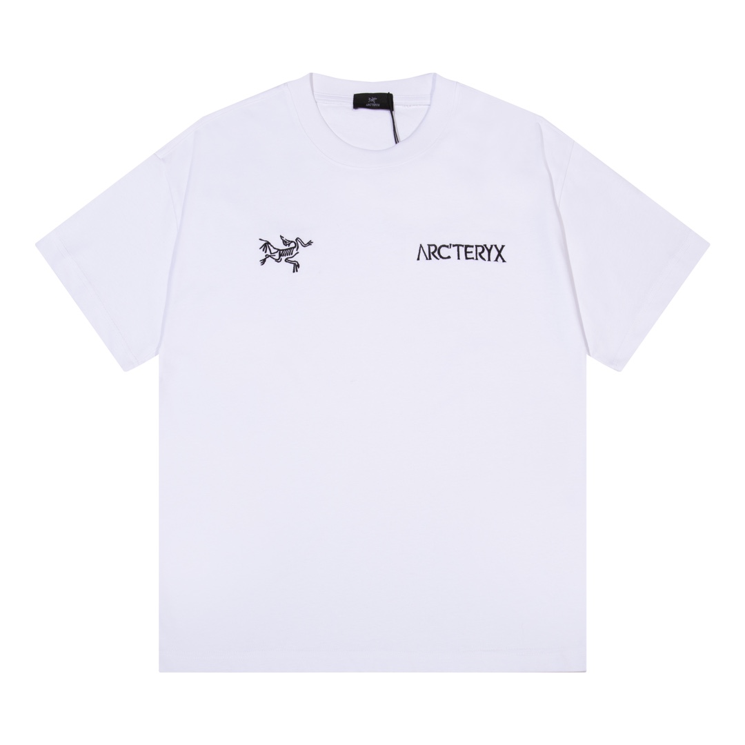 Arc’teryx Clothing T-Shirt Black White Embroidery Unisex Cotton Short Sleeve