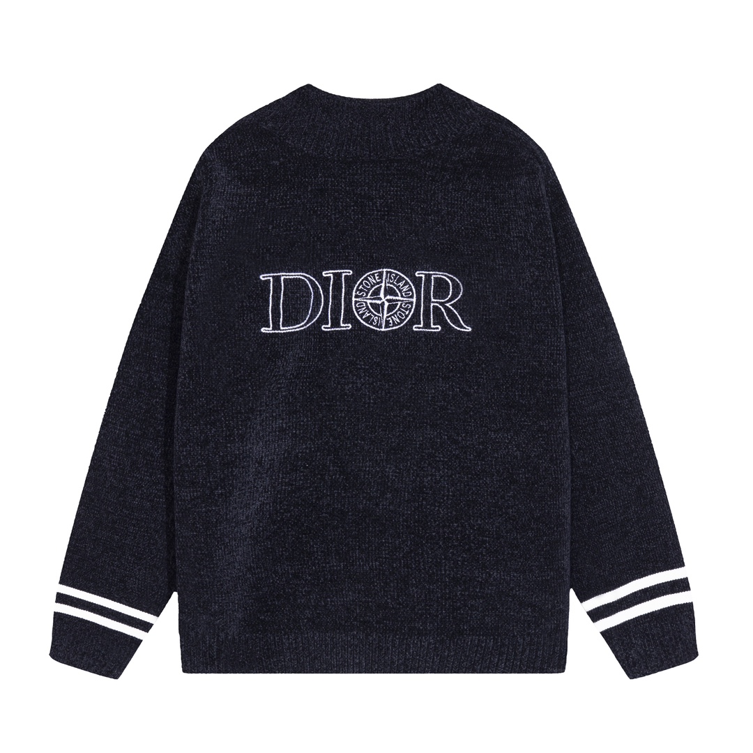 Dior Kleding Trui Sweatshirts Zwart Blauw Roze Borduurwerk Breien Wol