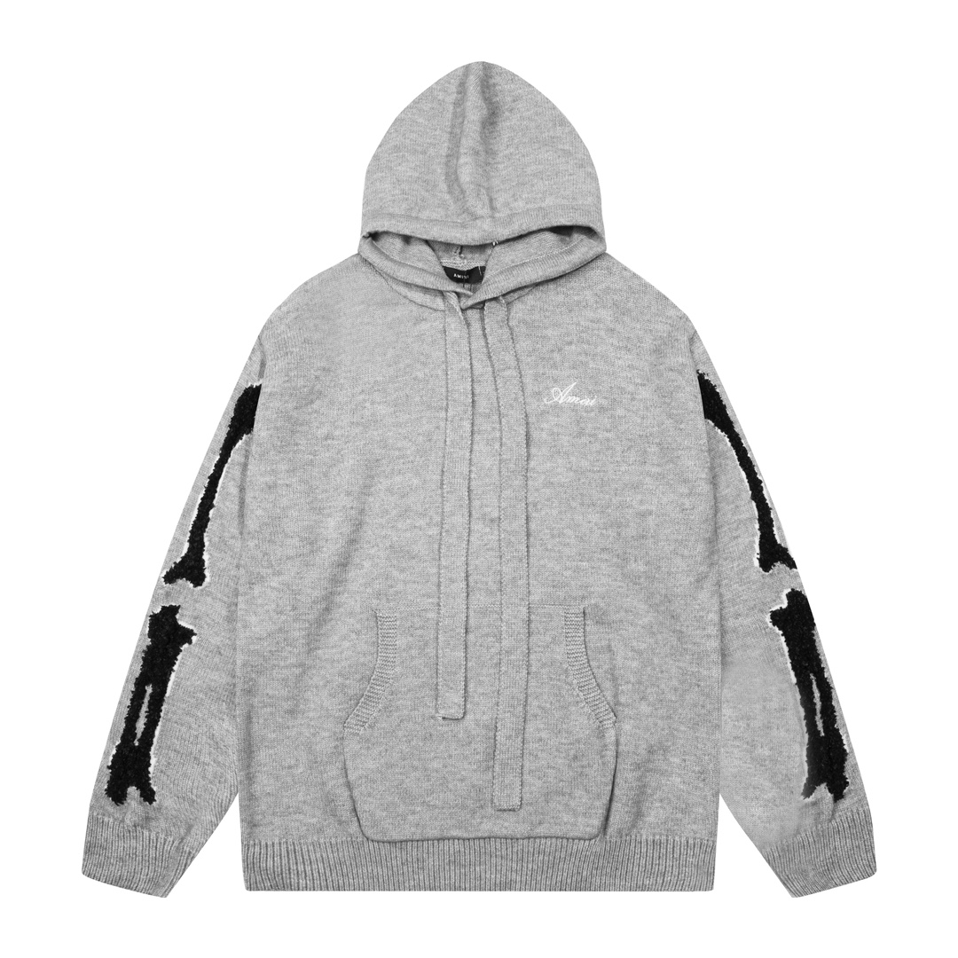 AMIRI Logo Letter Broken-Down Hood Sweater in 4 Colors & 4 Sizes