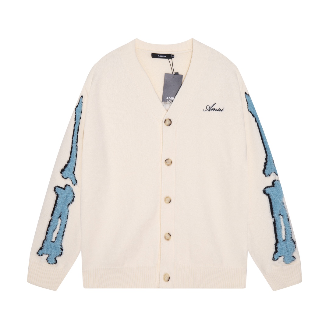 AMIRI New Letters Logo Flowers Sweaters Blue Black Almond SM L XL XXL Codes - 图片 1