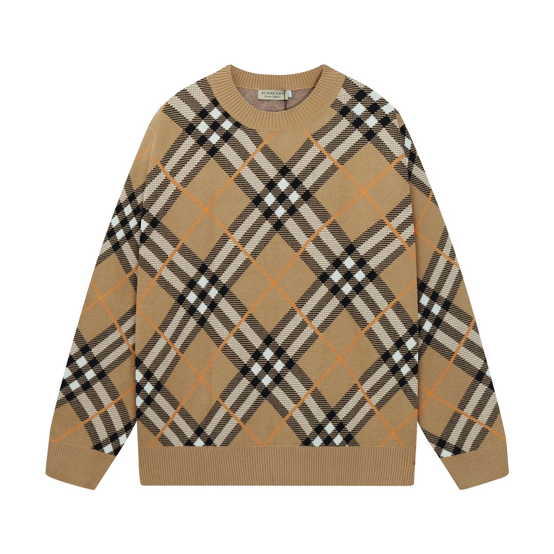 Burberry Vêtements Sweatshirts Noir Le Brun Cadre en bois à carreaux Tricot Laine