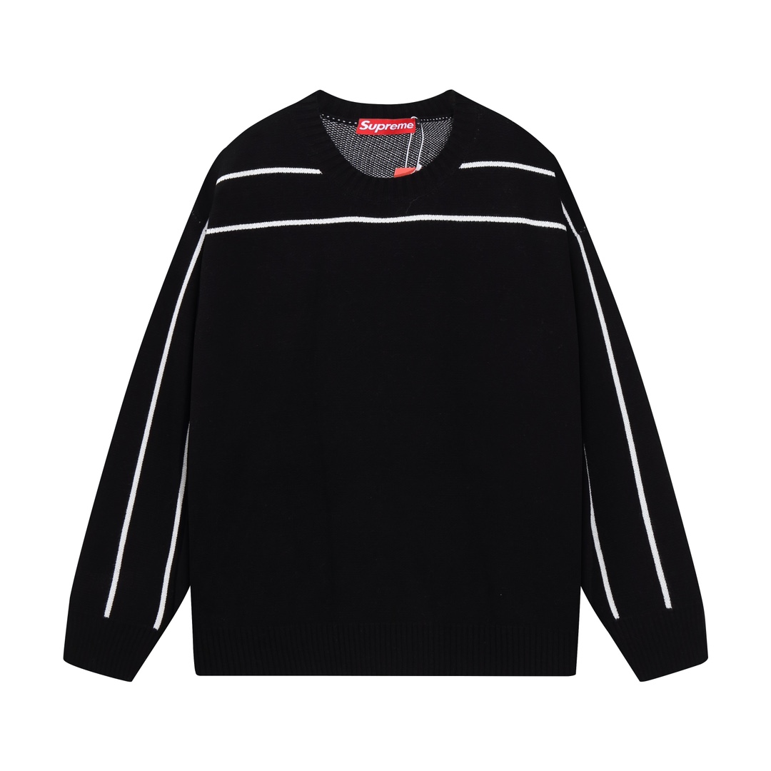 Supreme Vêtements Sweatshirts Noir Couleur kaki Blanc épissure Laine