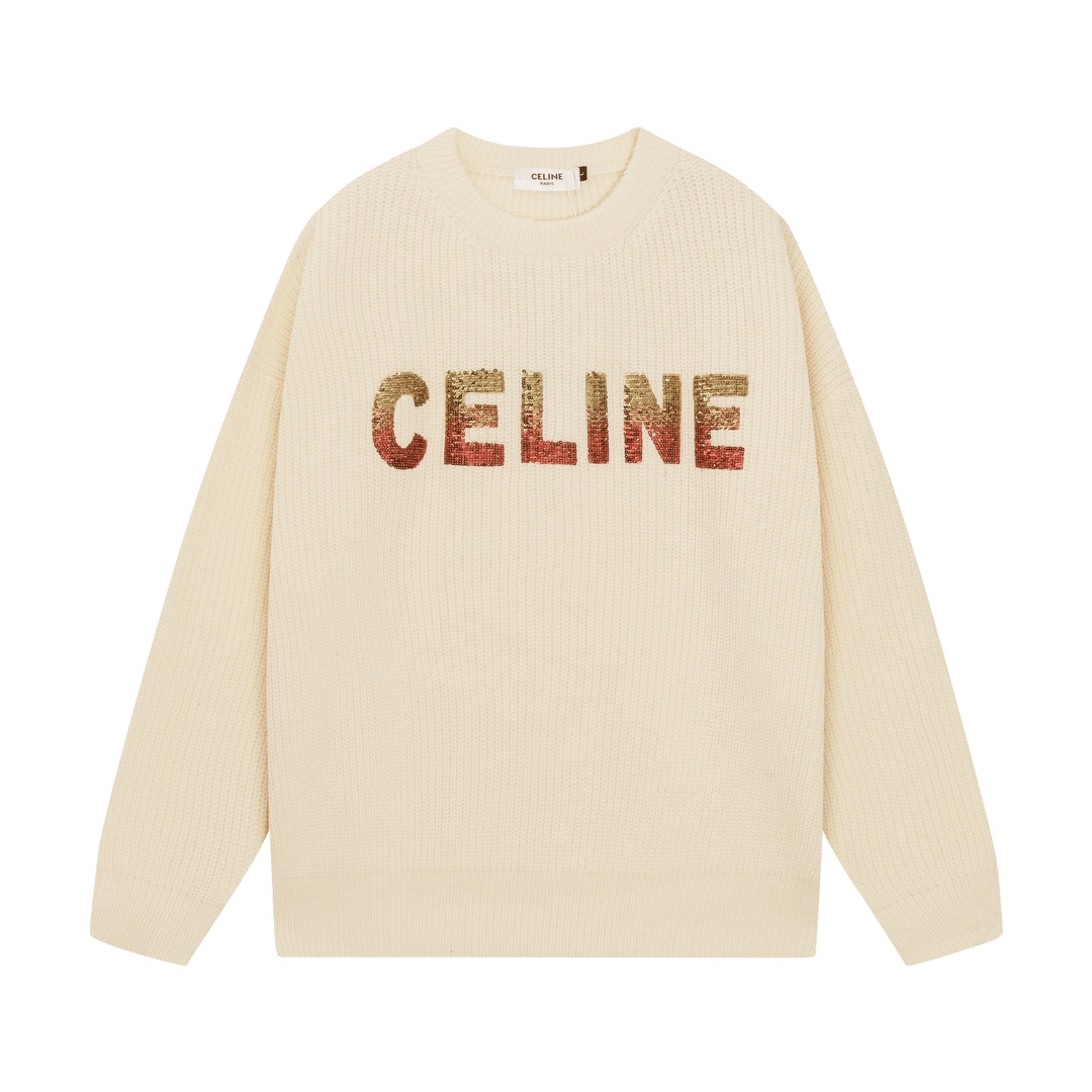 Celine Selin Almond Wool Coat with Sticker Letter Detail in Multiple Sizes - 图片 1