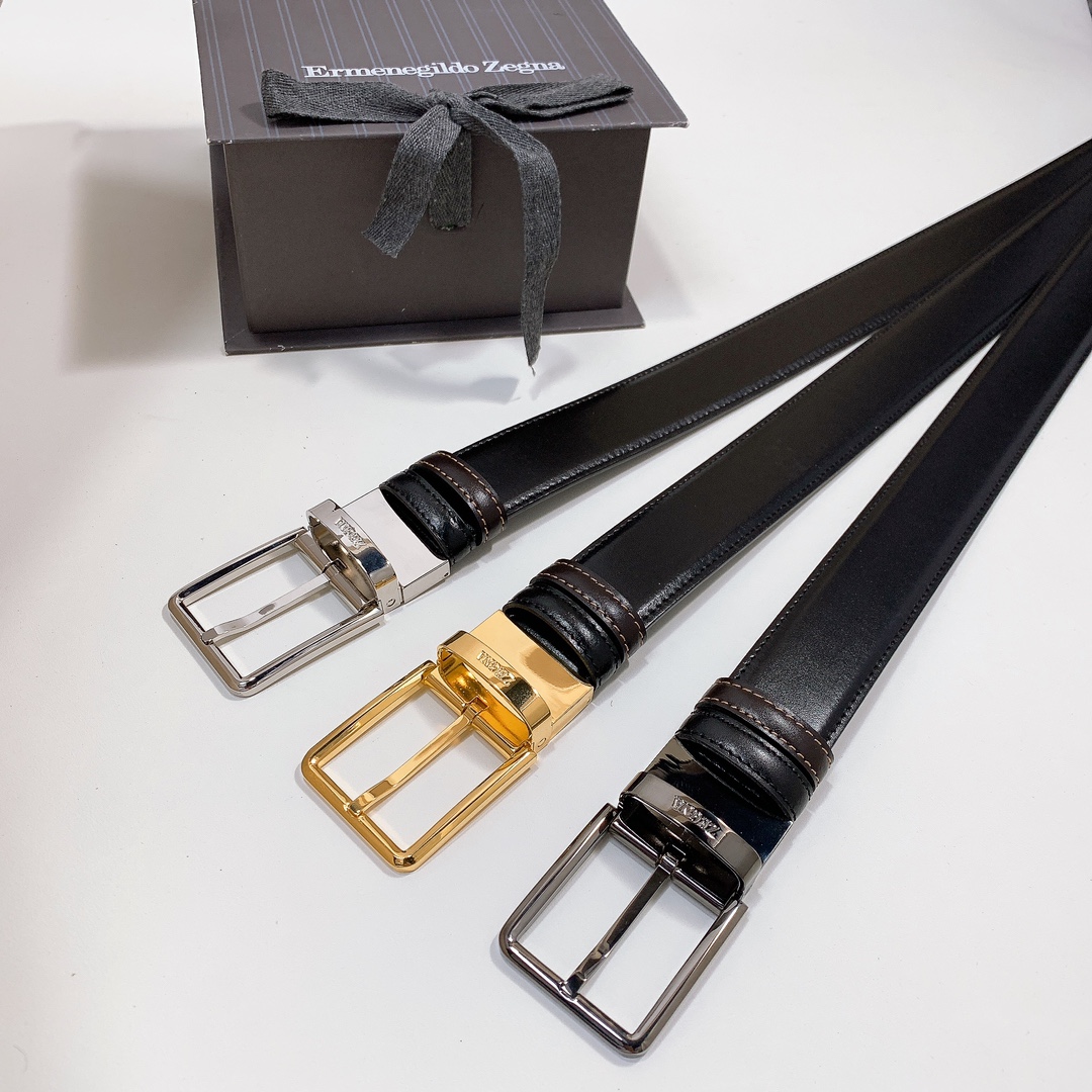 Montblanc 代购级 万宝龙细针男士旋转扣双用皮带，光皮3.5cm 双用针扣简约版腰带