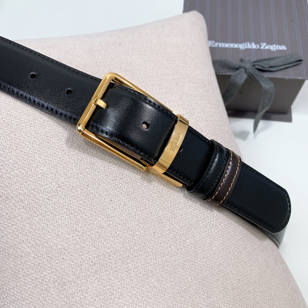 Montblanc 代购级 万宝龙细针男士旋转扣双用皮带，光皮3.5cm 双用针扣简约版腰带