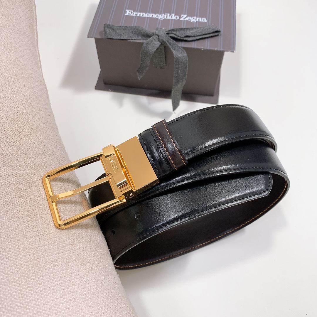 Montblanc 代购级 万宝龙细针男士旋转扣双用皮带，光皮3.5cm 双用针扣简约版腰带