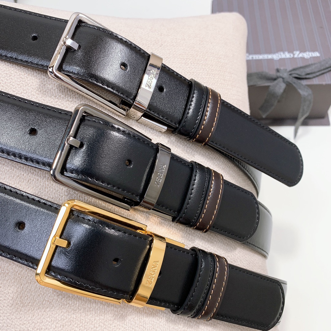 Montblanc 代购级 万宝龙细针男士旋转扣双用皮带，光皮3.5cm 双用针扣简约版腰带