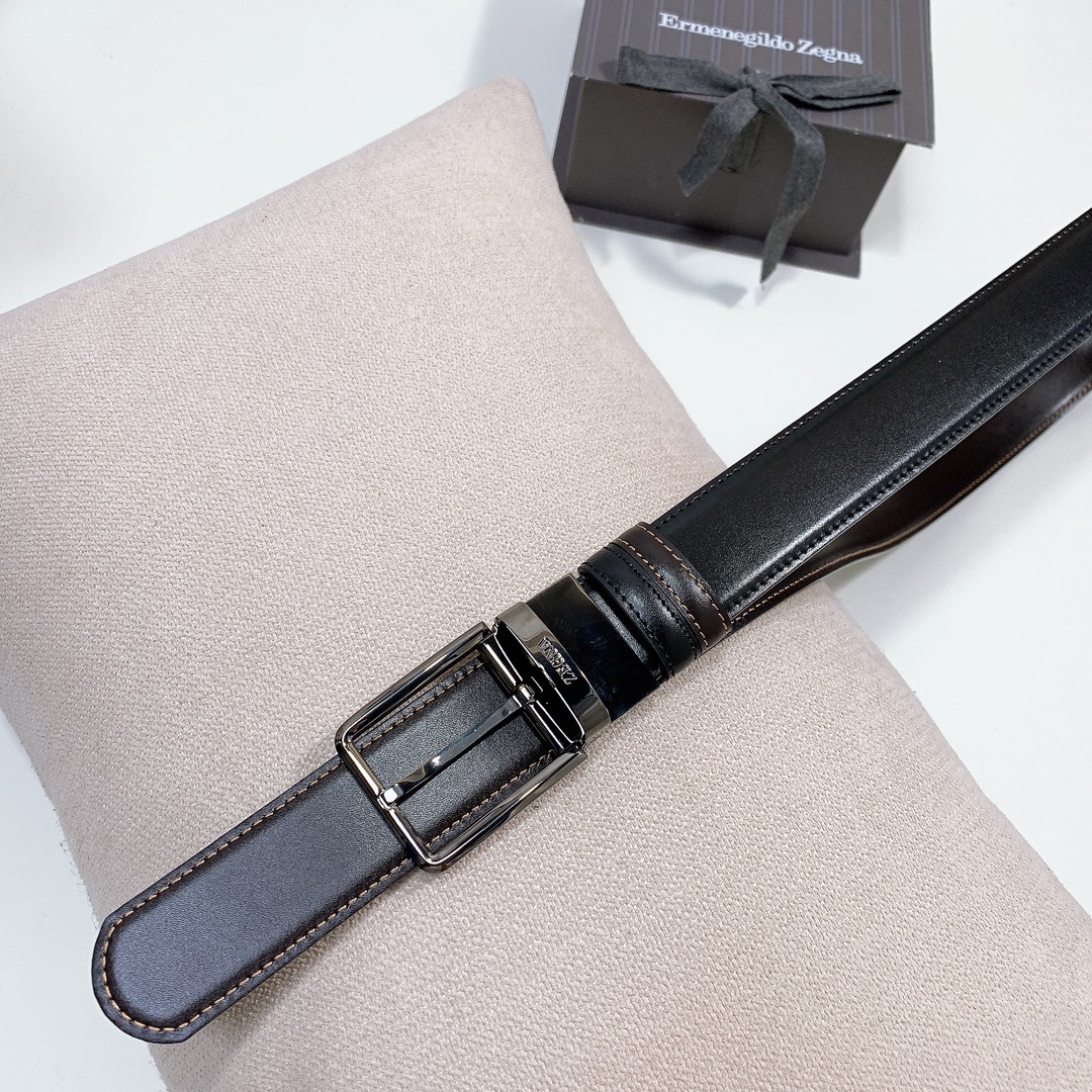 Montblanc 代购级 万宝龙细针男士旋转扣双用皮带，光皮3.5cm 双用针扣简约版腰带