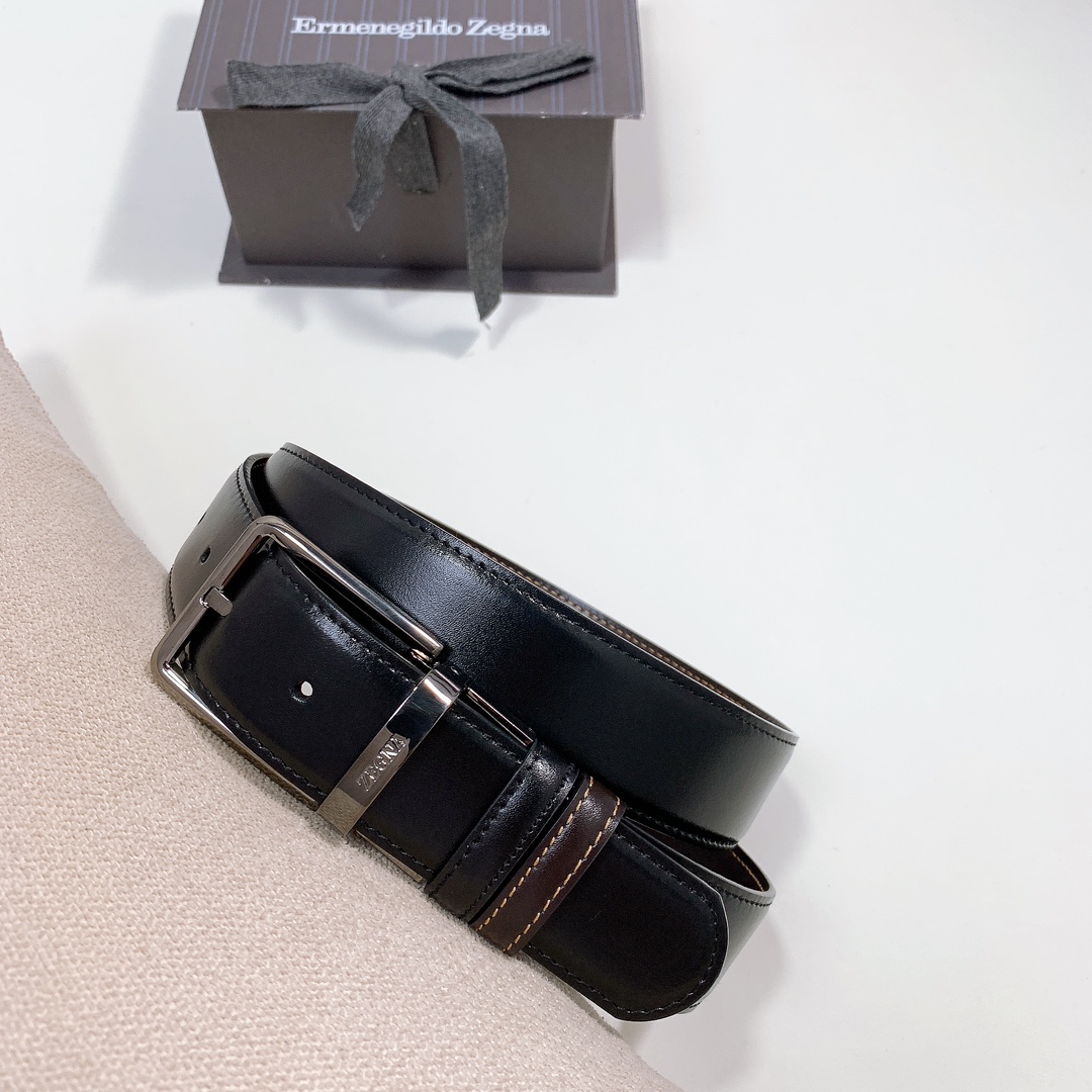 Montblanc 代购级 万宝龙细针男士旋转扣双用皮带，光皮3.5cm 双用针扣简约版腰带