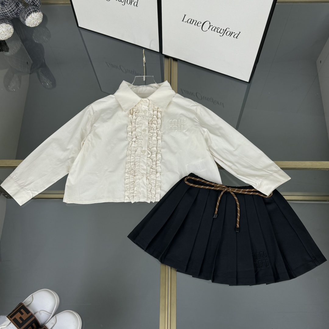Miu Miu Kinderkleding Set: Elegante Blouse met Rok voor Meisjes, Maat 100-160