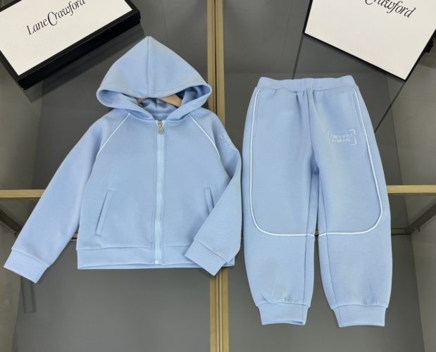 Emporio Armani Kids' Light Blue Cotton Hooded Sweatshirt & Pants Set 1 Emporio Armani Kids' Light Blue Cotton Hooded Sweatshirt & Pants Set