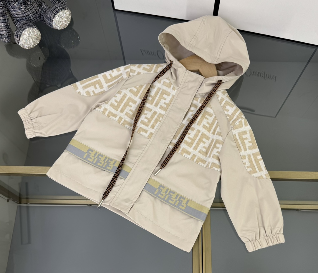 Fendi Kids' Beige FF Logo Hooded Jacket & Pants Set - Spring/Summer Collection 4 i1758102129 6802 7