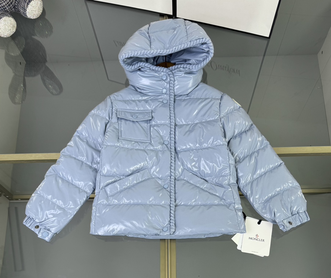 Moncler Kinder Winterjas - Lichtblauw - Warm en Stijlvol voor Jongens en Meisjes