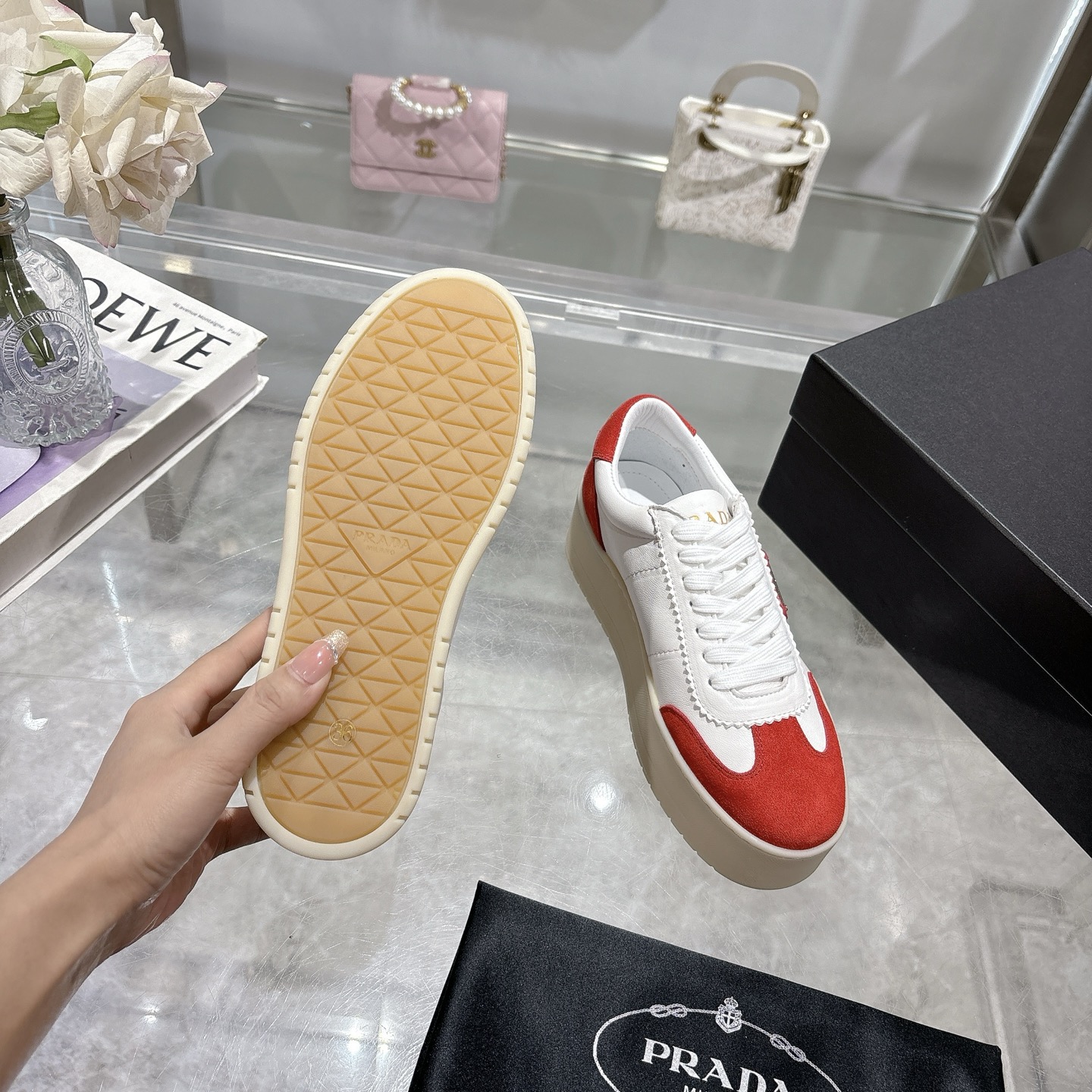 Prada Women's Leather Platform Sneakers Casual Shoes Size 35-40 10 i1741811432528 611 0 8
